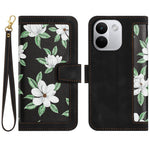 Xiaomi Redmi Note 17 Pro+ 5G-skal i PU-läder med blommigt motiv, korthållare och handledsrem