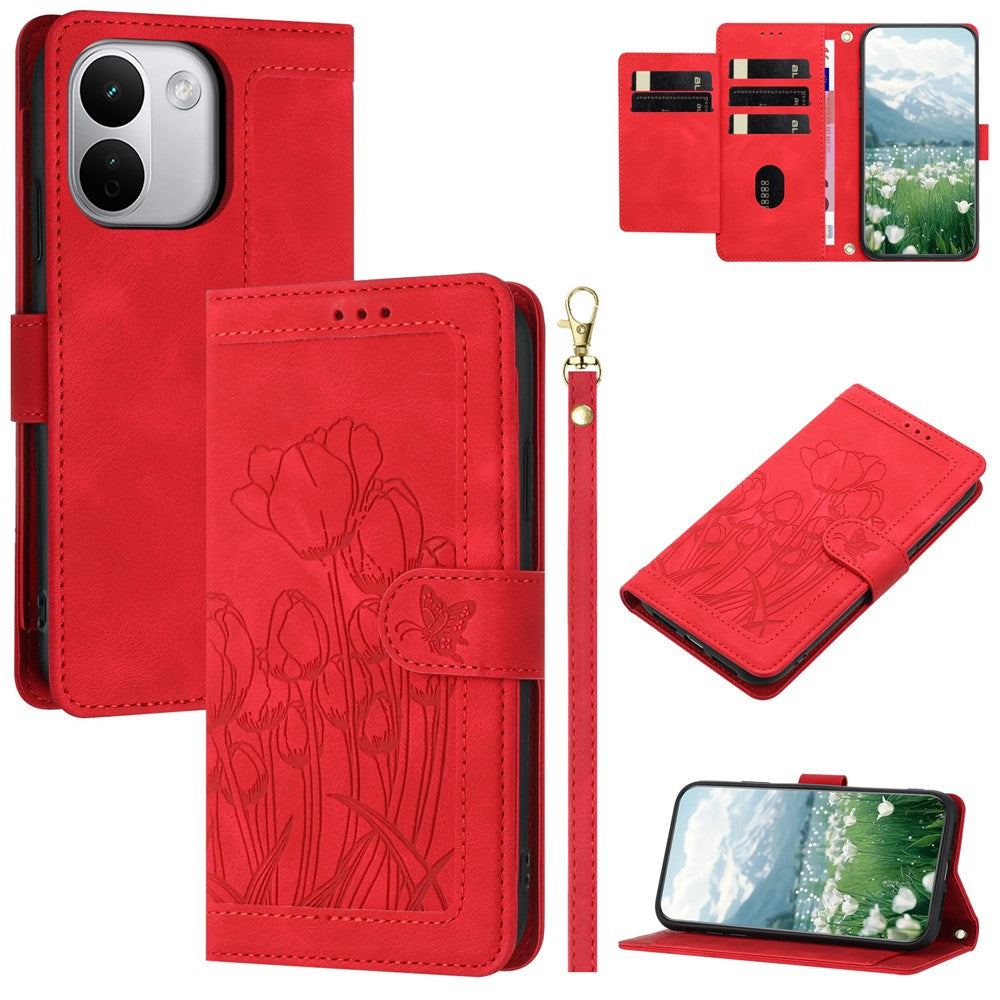 Xiaomi Redmi Note 17 Pro+ 5G-skal Tulip-lädermobilskal med 5 kortfack, plånbok