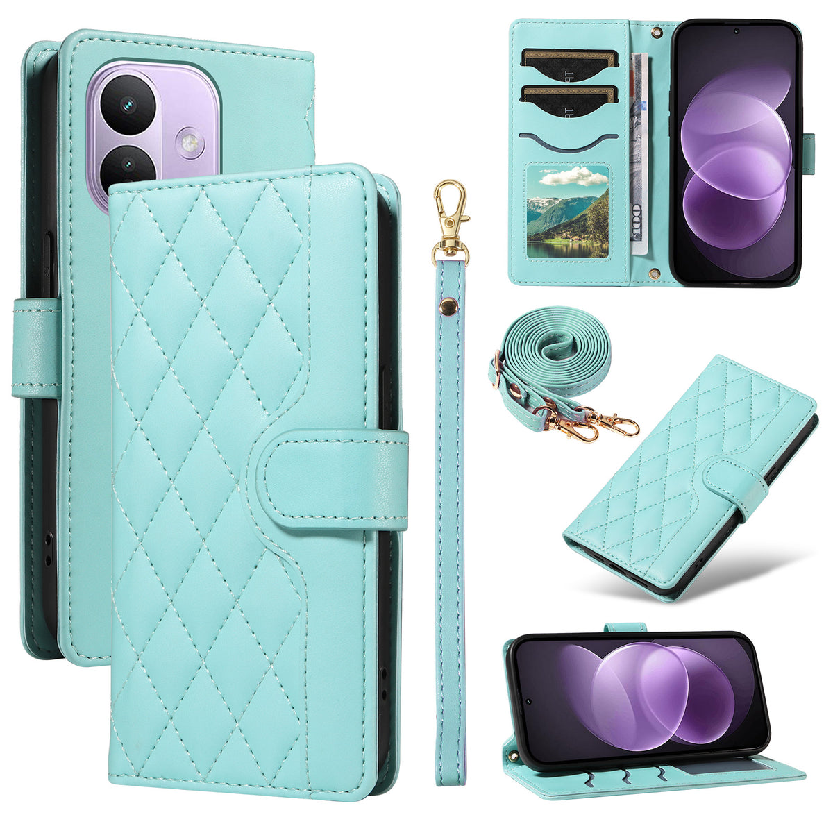 For Xiaomi Redmi Note 17 Pro 5G Wallet Case Rhombus Leather Phone Cover with Strap