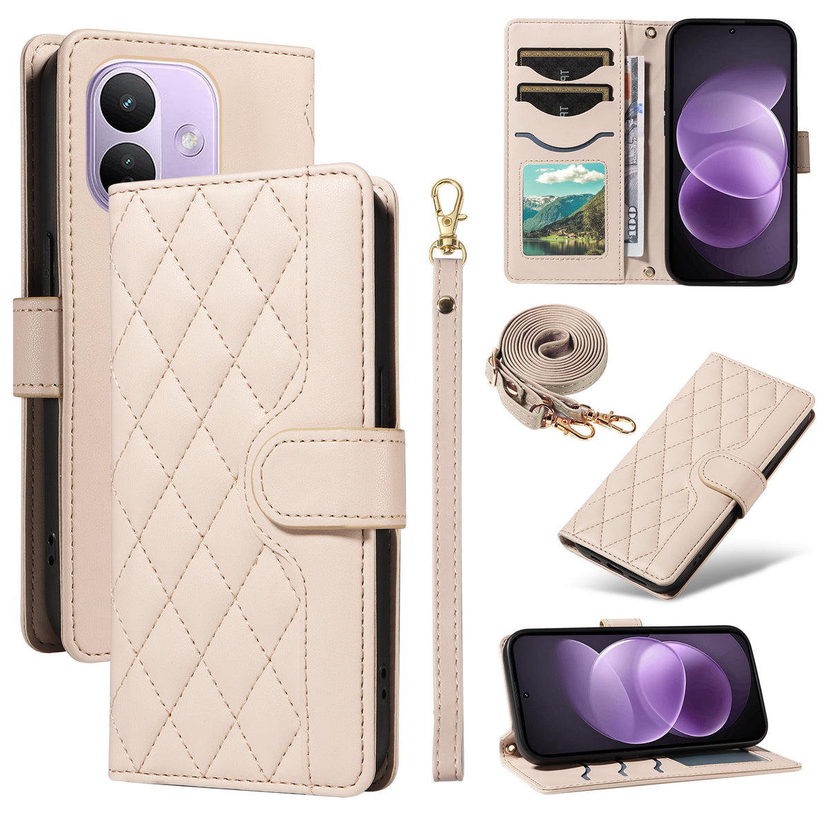 For Xiaomi Redmi Note 17 Pro 5G Wallet Case Rhombus Leather Phone Cover with Strap