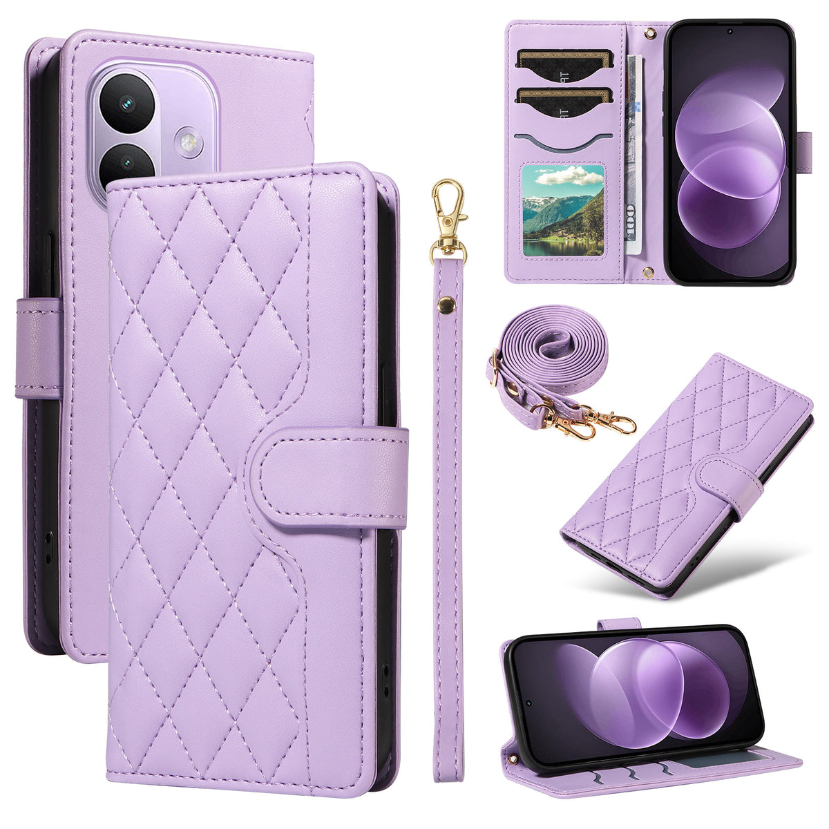 For Xiaomi Redmi Note 17 Pro 5G Wallet Case Rhombus Leather Phone Cover with Strap