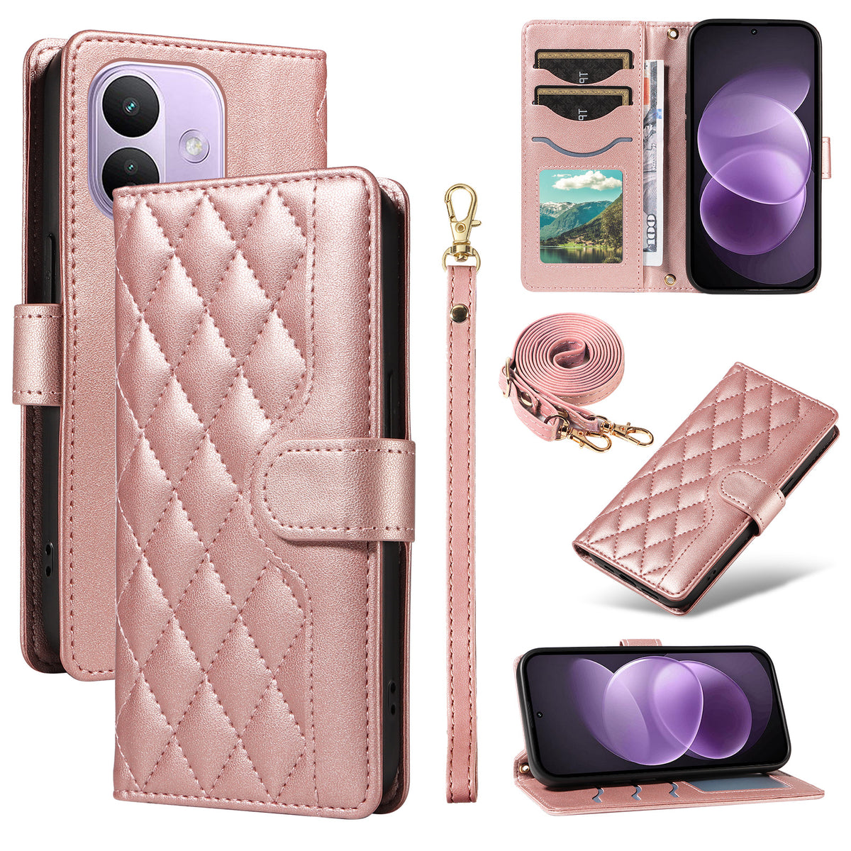 For Xiaomi Redmi Note 17 Pro 5G Wallet Case Rhombus Leather Phone Cover with Strap
