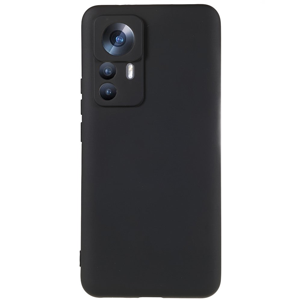 For Xiaomi 12T Pro 5G Soft TPU Anti-Fingerprint Phone Case Liquid Silicone Texture 2.0mm Thick Arc Edge Shock Absorption Protective Cover