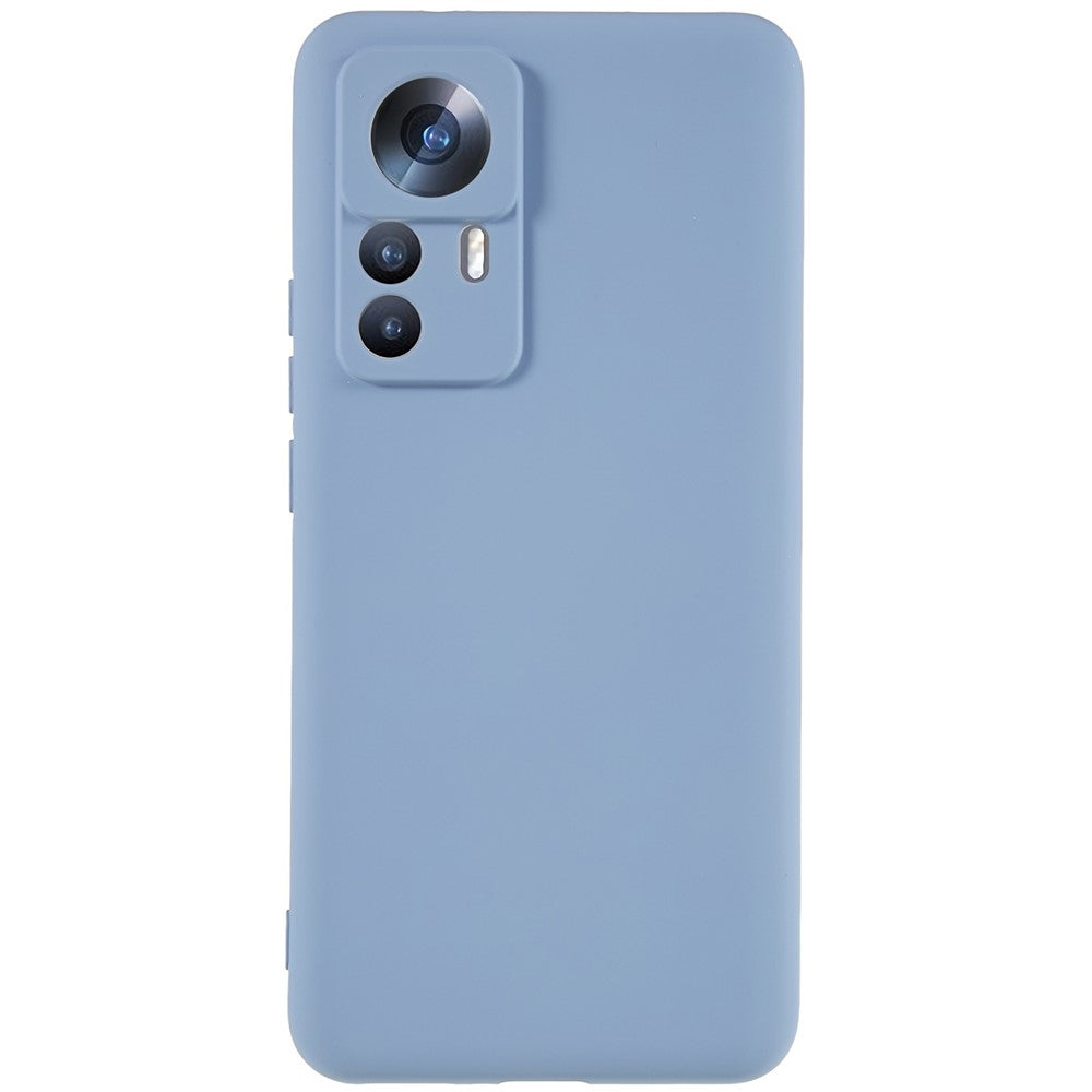 For Xiaomi 12T Pro 5G Soft TPU Anti-Fingerprint Phone Case Liquid Silicone Texture 2.0mm Thick Arc Edge Shock Absorption Protective Cover
