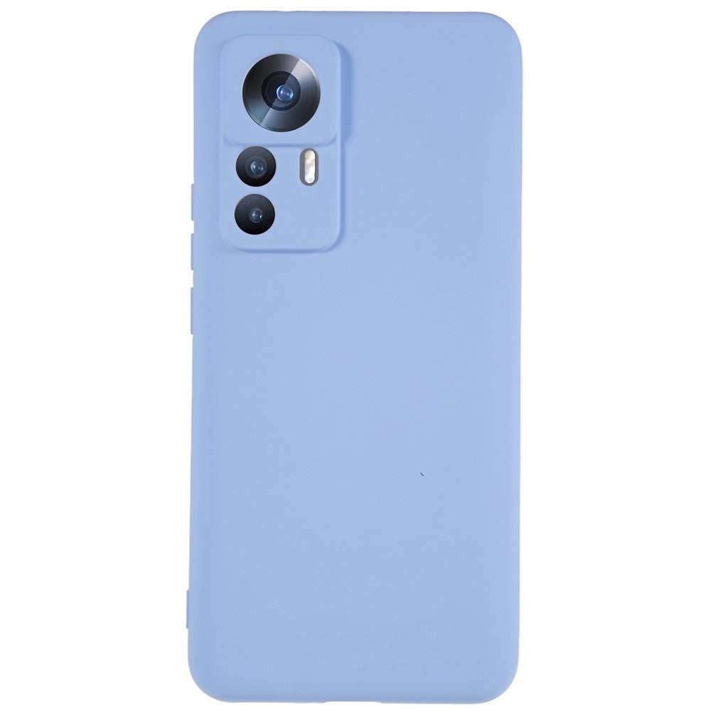 For Xiaomi 12T Pro 5G Soft TPU Anti-Fingerprint Phone Case Liquid Silicone Texture 2.0mm Thick Arc Edge Shock Absorption Protective Cover