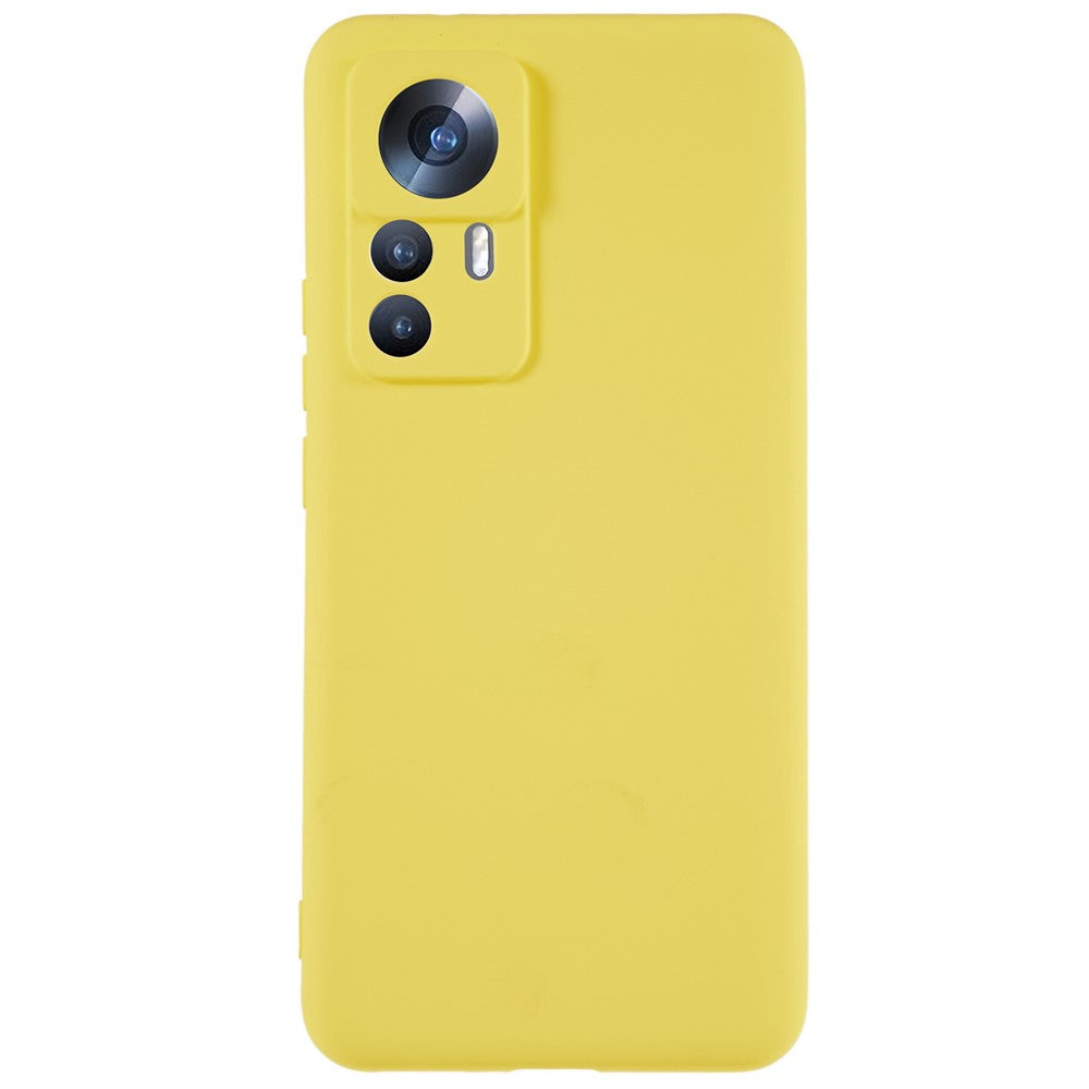For Xiaomi 12T Pro 5G Soft TPU Anti-Fingerprint Phone Case Liquid Silicone Texture 2.0mm Thick Arc Edge Shock Absorption Protective Cover
