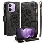 Xiaomi Redmi Note 17 Pro 5G Plånboksfodral med 9 kortfack RFID-blockerande mandalapräglat läderflipfodral med handledsrem