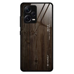 For Xiaomi Redmi Note 12 Pro+ 5G Back Protector Wooden Pattern Tempered Glass Shell Drop Resistant Phone Case TPU Frame Protective Cover