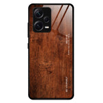 For Xiaomi Redmi Note 12 Pro+ 5G Back Protector Wooden Pattern Tempered Glass Shell Drop Resistant Phone Case TPU Frame Protective Cover