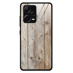 For Xiaomi Redmi Note 12 Pro+ 5G Back Protector Wooden Pattern Tempered Glass Shell Drop Resistant Phone Case TPU Frame Protective Cover