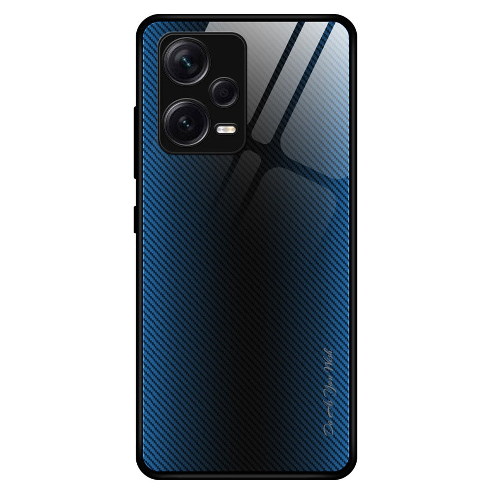 Xiaomi Redmi Note 12 Pro+ 5G Stötsäkert mobilskal Kolfiberstruktur Slim Skal Härdat Glas+TPU mobilskal