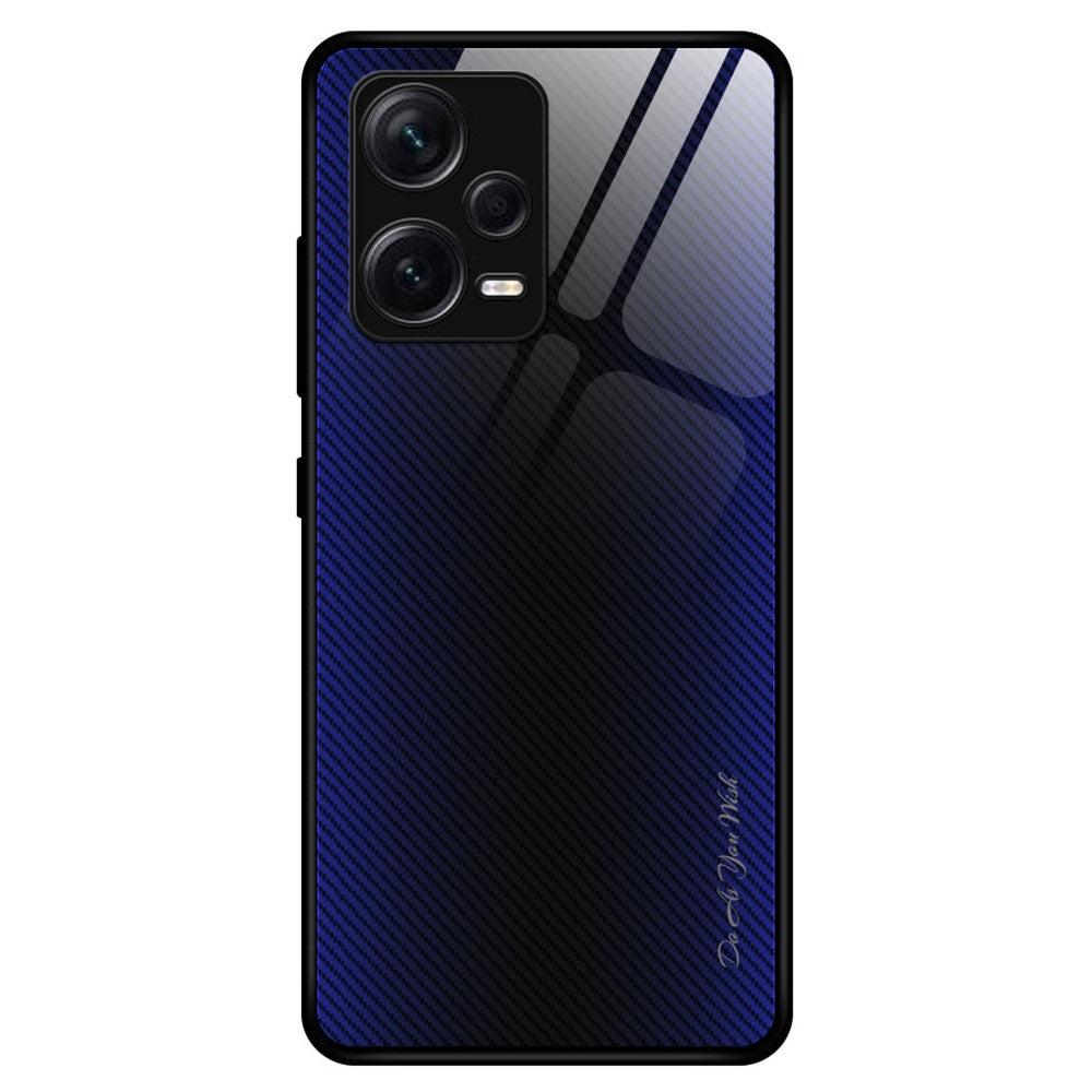 Xiaomi Redmi Note 12 Pro+ 5G Stötsäkert mobilskal Kolfiberstruktur Slim Skal Härdat Glas+TPU mobilskal