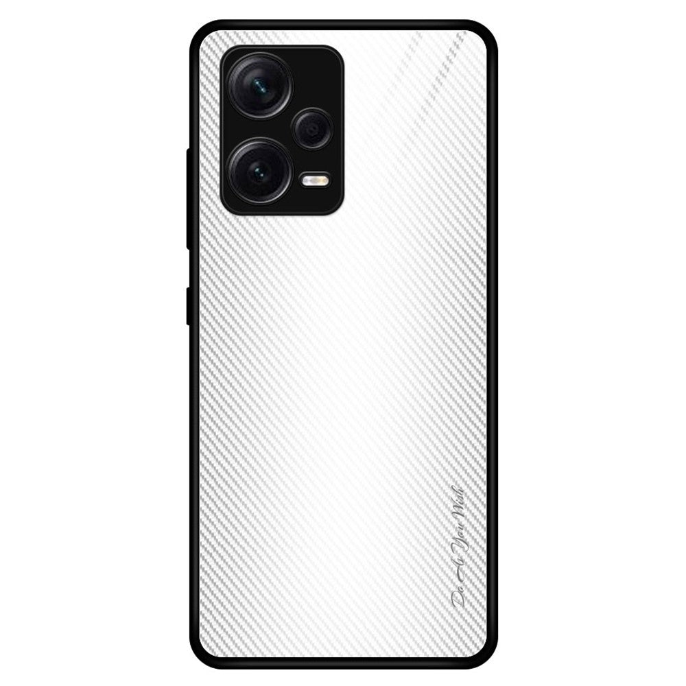 Xiaomi Redmi Note 12 Pro+ 5G Stötsäkert mobilskal Kolfiberstruktur Slim Skal Härdat Glas+TPU mobilskal
