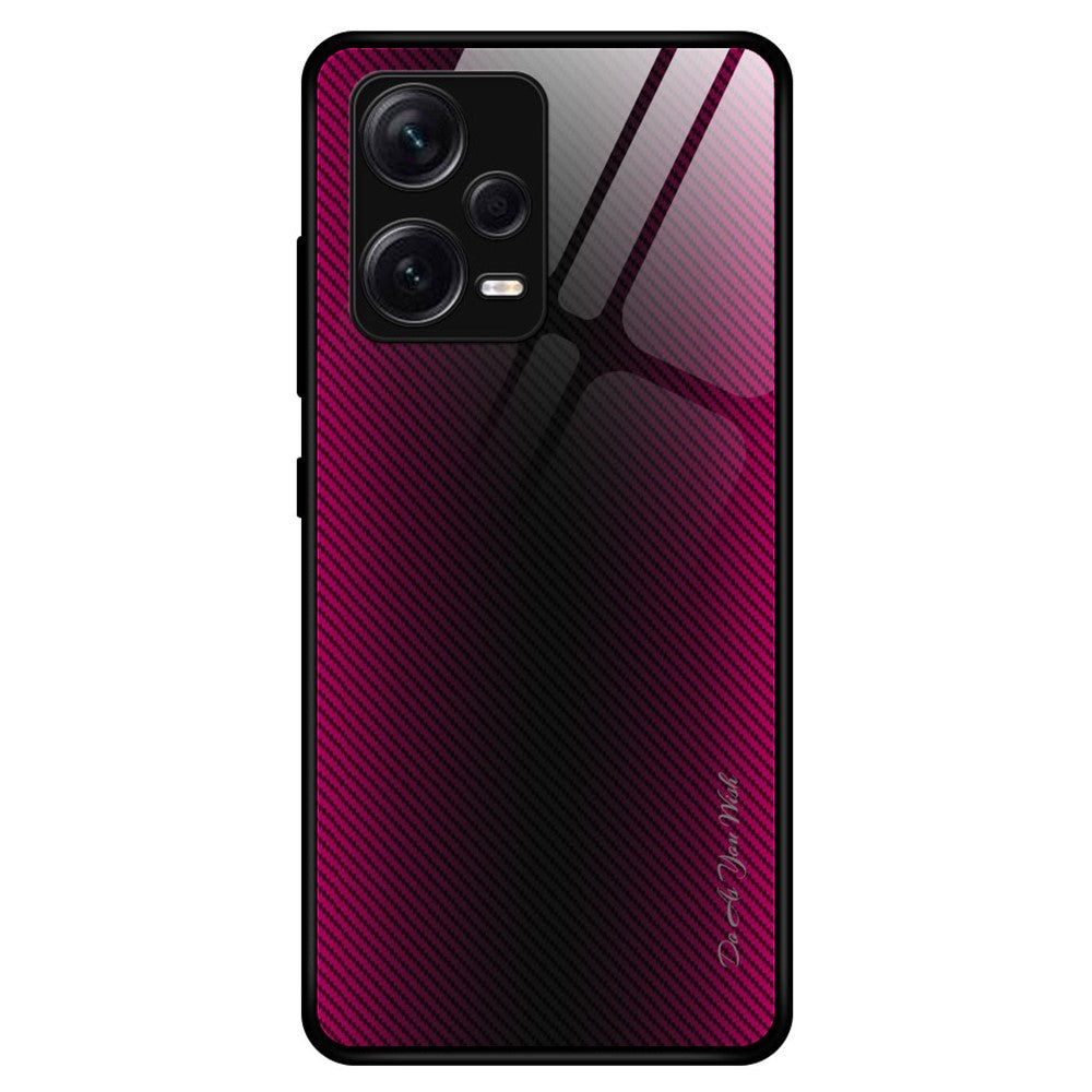 Xiaomi Redmi Note 12 Pro+ 5G Stötsäkert mobilskal Kolfiberstruktur Slim Skal Härdat Glas+TPU mobilskal