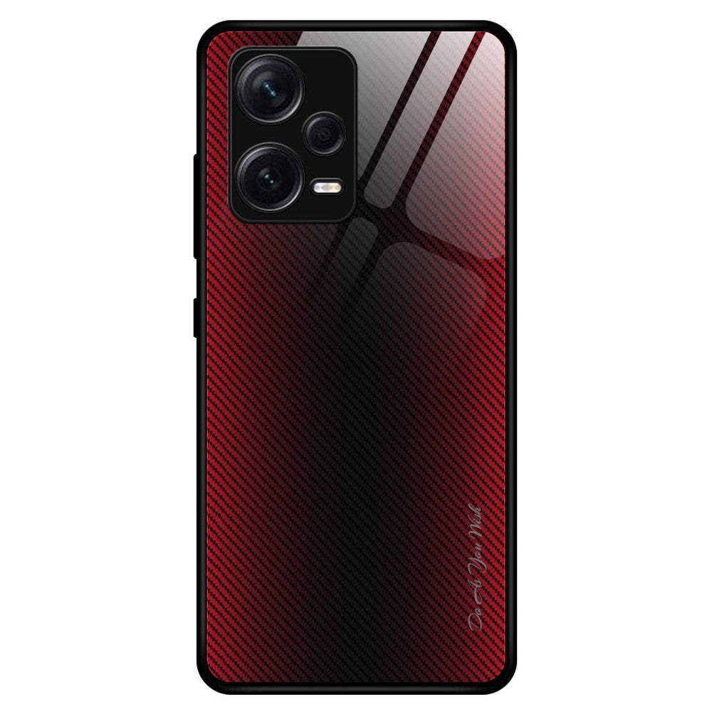 Xiaomi Redmi Note 12 Pro+ 5G Stötsäkert mobilskal Kolfiberstruktur Slim Skal Härdat Glas+TPU mobilskal
