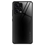 For Xiaomi Redmi Note Note 12 Pro 5G Scratch Proof Phone Case Carbon Fiber Texture Slim Case Tempered Glass+TPU Phone Cover