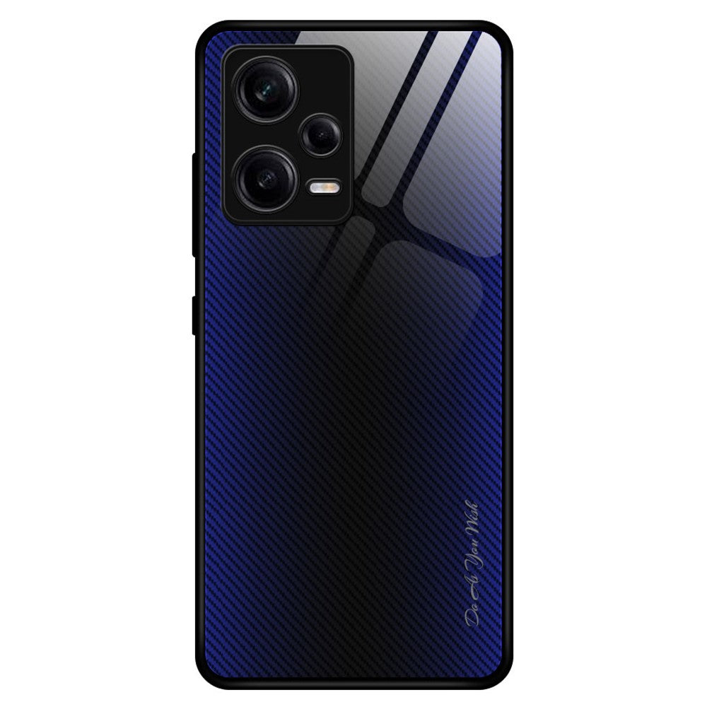 For Xiaomi Redmi Note Note 12 Pro 5G Scratch Proof Phone Case Carbon Fiber Texture Slim Case Tempered Glass+TPU Phone Cover