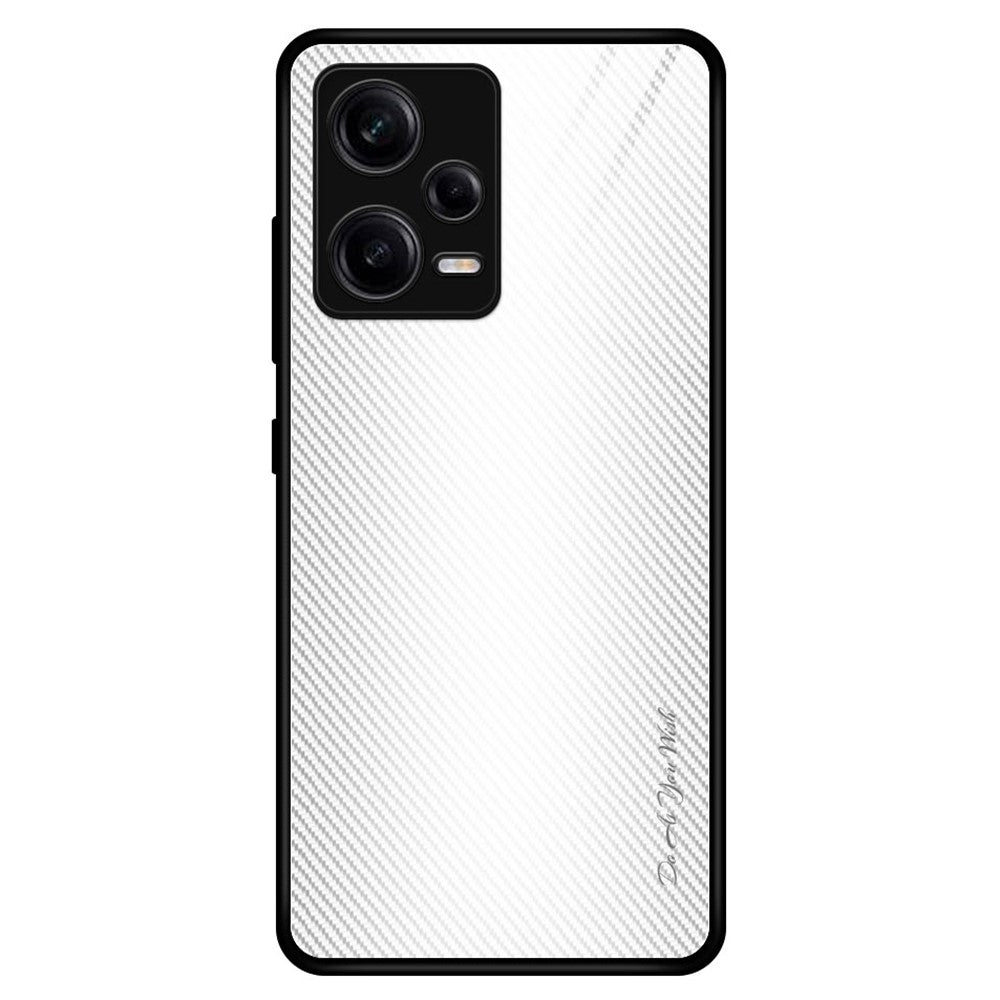 For Xiaomi Redmi Note Note 12 Pro 5G Scratch Proof Phone Case Carbon Fiber Texture Slim Case Tempered Glass+TPU Phone Cover