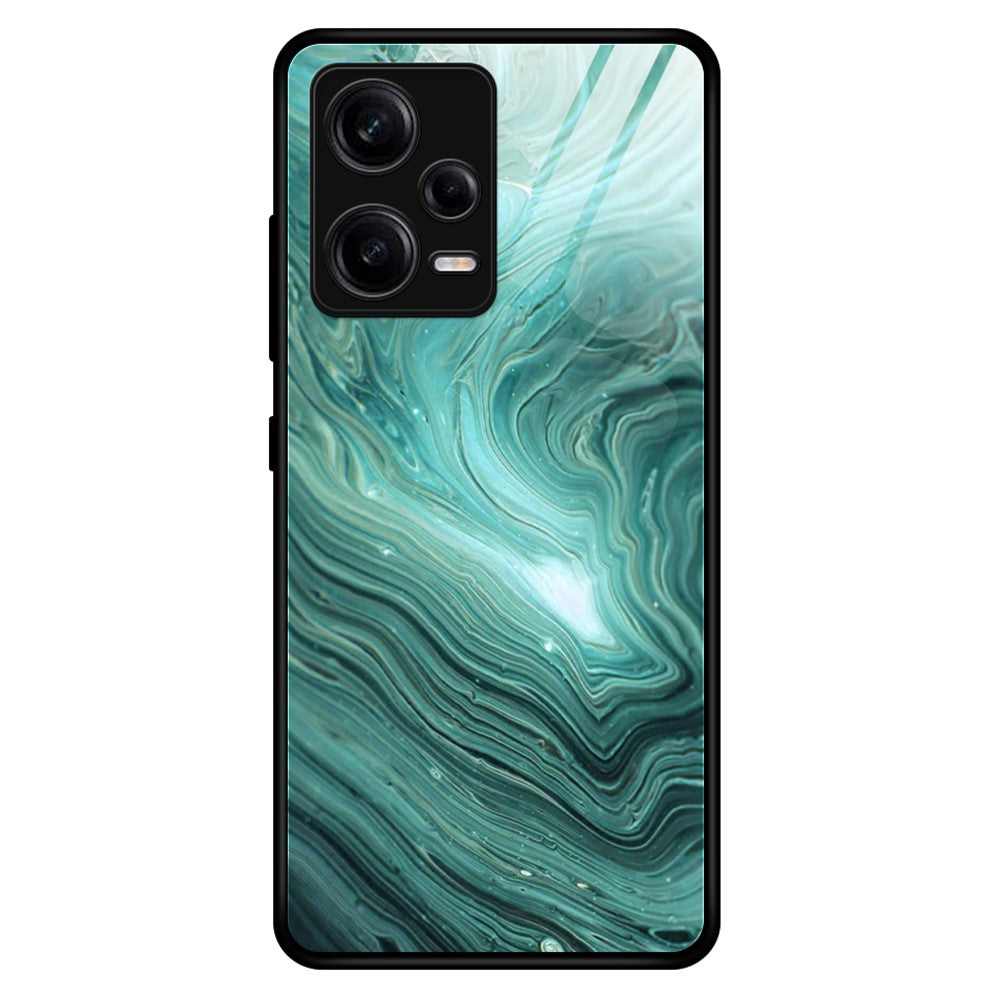 For Xiaomi Redmi Note 12 Pro 5G Phone Case Collision Resistant Tempered Glass + PC + TPU Marble Pattern Cover