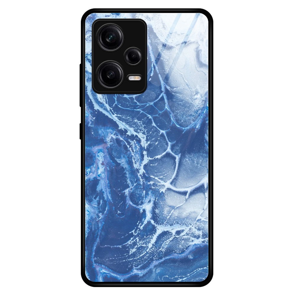 Xiaomi Redmi Note 12 Pro 5G mobilskal Stötsäkert Härdat Glas + PC + TPU Marmor Mönster Skal