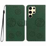 For Samsung Galaxy S24 Ultra Daisy Pattern PU Leather Wallet Phone Cover with Wrist Strap