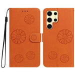 For Samsung Galaxy S24 Ultra Daisy Pattern PU Leather Wallet Phone Cover with Wrist Strap