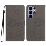 For Samsung Galaxy S23 Ultra Daisy Pattern PU Leather Wallet Phone Cover with Wrist Strap