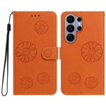 For Samsung Galaxy S23 Ultra Daisy Pattern PU Leather Wallet Phone Cover with Wrist Strap