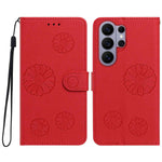 For Samsung Galaxy S23 Ultra Daisy Pattern PU Leather Wallet Phone Cover with Wrist Strap