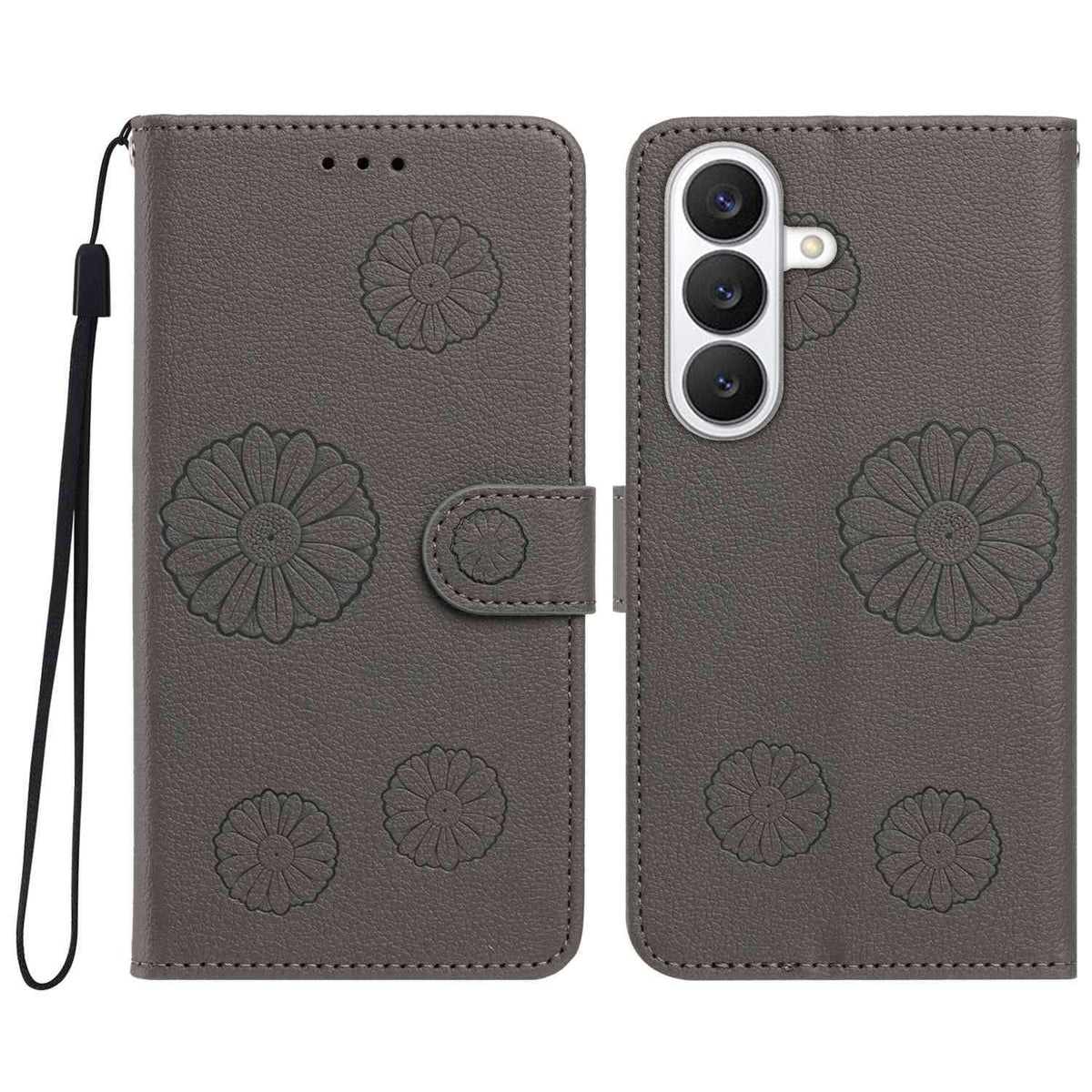 Samsung Galaxy S25 FE Plånboksfodral i PU-läder med prästkrage och handledsrem