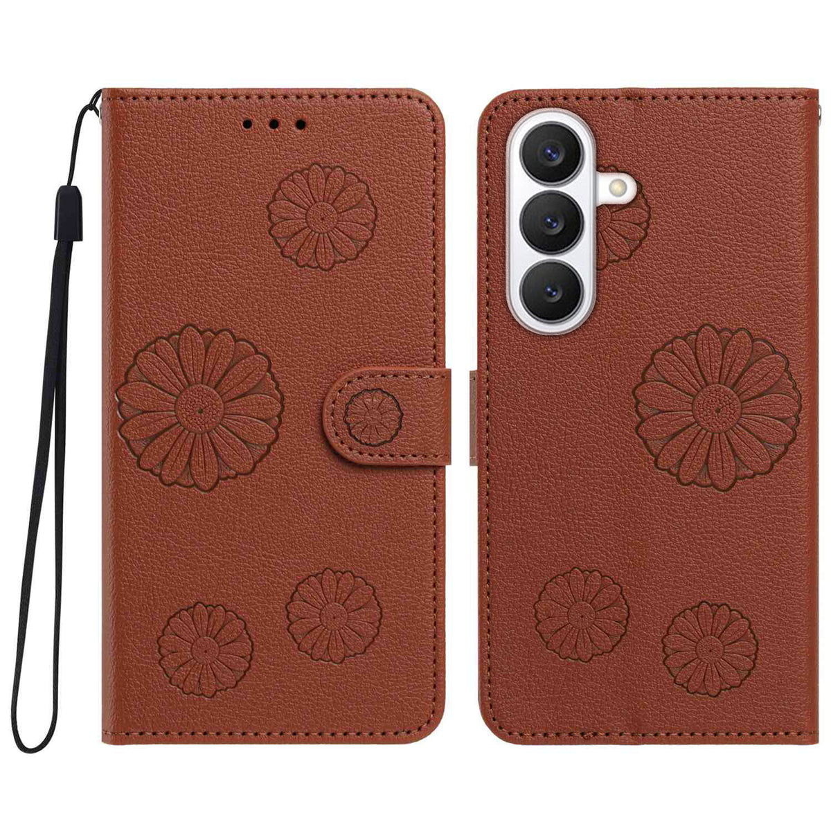 Samsung Galaxy S25 FE Plånboksfodral i PU-läder med prästkrage och handledsrem