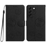 For Samsung Galaxy S22 5G Daisy Pattern PU Leather Wallet Phone Cover with Wrist Strap