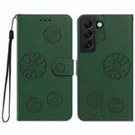 For Samsung Galaxy S22 5G Daisy Pattern PU Leather Wallet Phone Cover with Wrist Strap