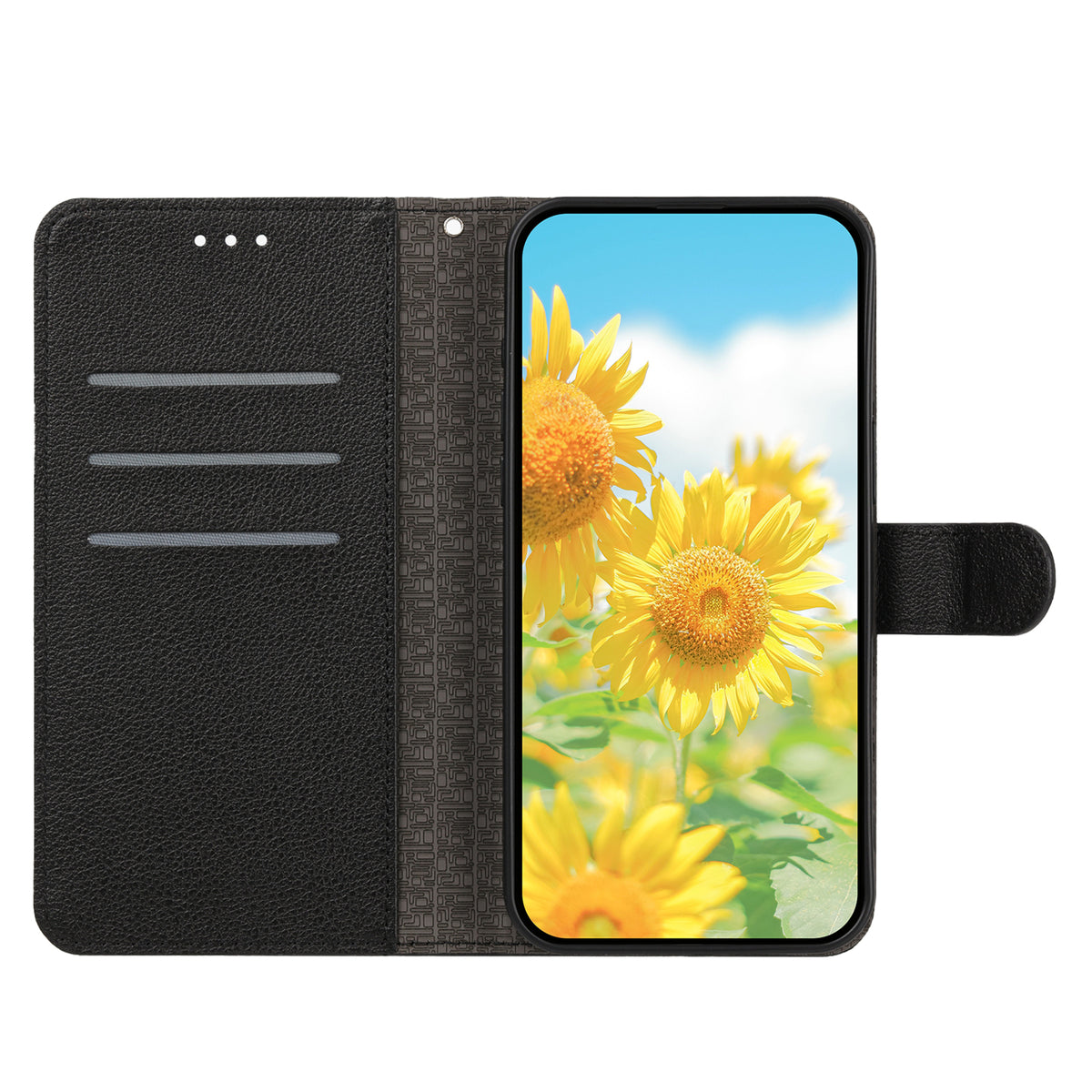 For Samsung Galaxy S24 Daisy Pattern PU Leather Wallet Phone Cover with Wrist Strap