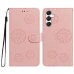 For Samsung Galaxy S24 Daisy Pattern PU Leather Wallet Phone Cover with Wrist Strap