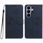 For Samsung Galaxy S25 Ultra Daisy Pattern PU Leather Wallet Phone Cover with Wrist Strap