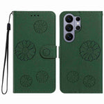 For Samsung Galaxy S25 Ultra Daisy Pattern PU Leather Wallet Phone Cover with Wrist Strap
