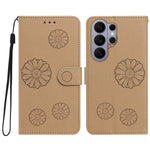 For Samsung Galaxy S25 Ultra Daisy Pattern PU Leather Wallet Phone Cover with Wrist Strap