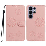For Samsung Galaxy S25 Ultra Daisy Pattern PU Leather Wallet Phone Cover with Wrist Strap