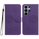 For Samsung Galaxy S25 Ultra Daisy Pattern PU Leather Wallet Phone Cover with Wrist Strap
