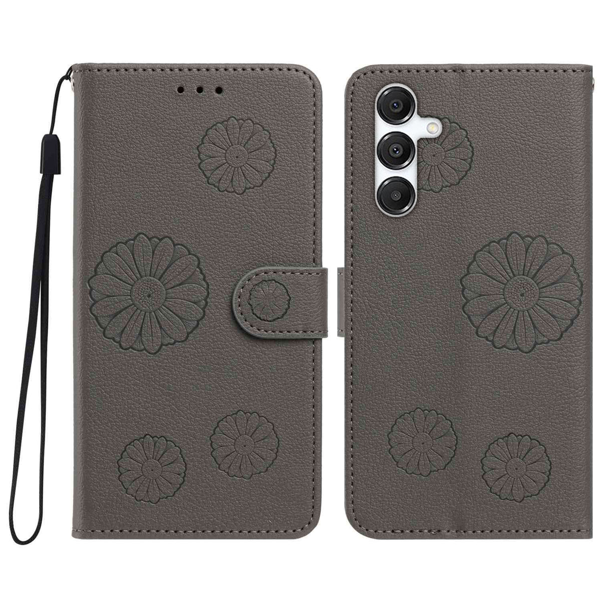 For Samsung Galaxy S24 FE Daisy Pattern PU Leather Wallet Phone Cover with Wrist Strap