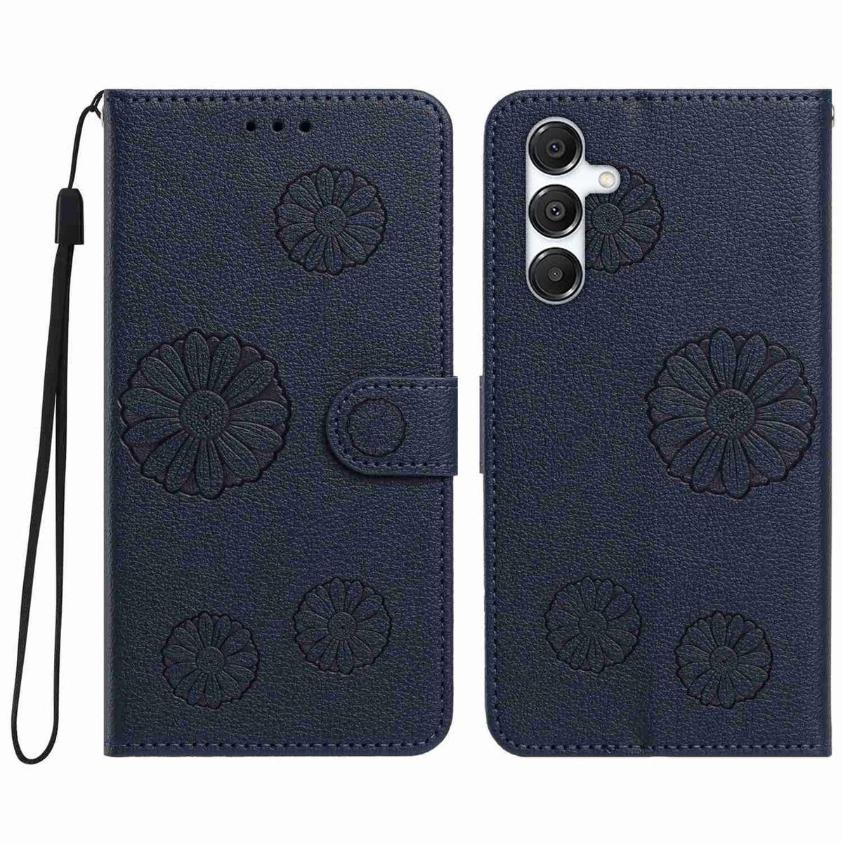 For Samsung Galaxy S23 FE Daisy Pattern PU Leather Wallet Phone Cover with Wrist Strap