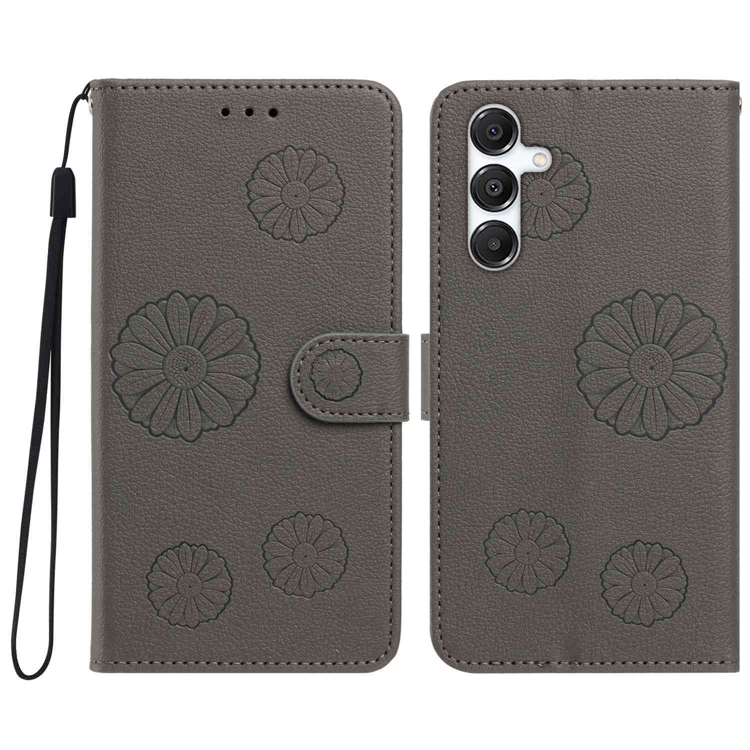 For Samsung Galaxy S23 FE Daisy Pattern PU Leather Wallet Phone Cover with Wrist Strap