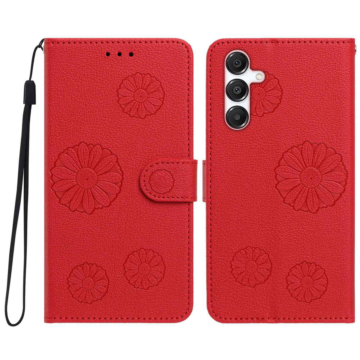 For Samsung Galaxy S23 FE Daisy Pattern PU Leather Wallet Phone Cover with Wrist Strap