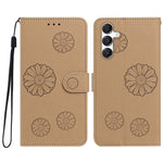 For Samsung Galaxy S24+ Daisy Pattern PU Leather Wallet Phone Cover with Wrist Strap