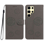 For Samsung Galaxy S22 Ultra 5G Daisy Pattern PU Leather Wallet Phone Cover with Wrist Strap