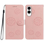 For Samsung Galaxy S25 Edge Daisy Pattern PU Leather Wallet Phone Cover with Wrist Strap