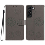 For Samsung Galaxy S22+ 5G Daisy Pattern PU Leather Wallet Phone Cover with Wrist Strap