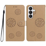 For Samsung Galaxy S25+ Daisy Pattern PU Leather Wallet Phone Cover with Wrist Strap