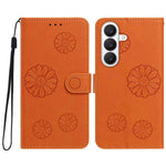 For Samsung Galaxy S25+ Daisy Pattern PU Leather Wallet Phone Cover with Wrist Strap